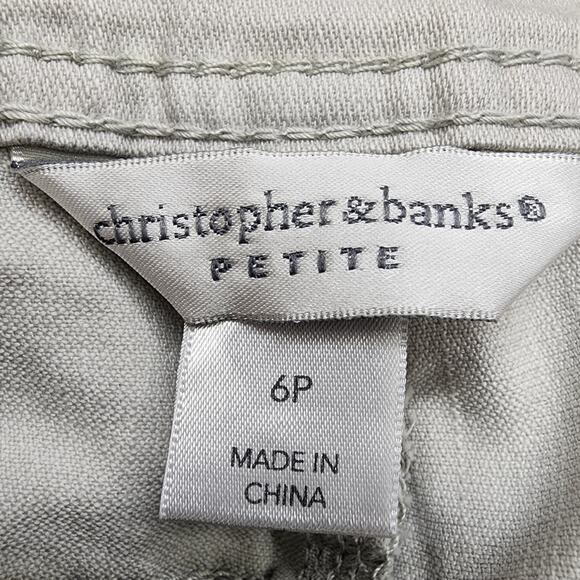 Christopher & Banks Skirt Womens 6P PETITE Light Gray Midi Pencil Stretch Denim - Picture 6 of 9